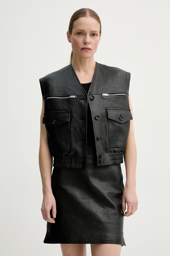 Kožni prsluk Bally crna WLE06Q