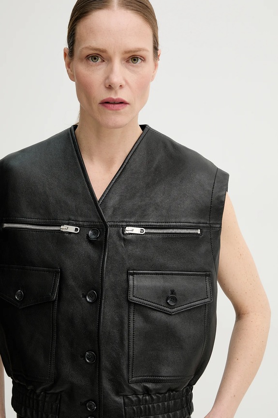 Kožni prsluk Bally WLE06Q crna