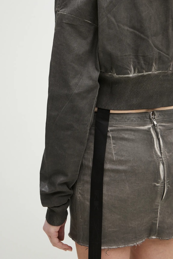 Rick Owens kurtka bomber Flight Jacket Cropped szary DS01E3719.SCF