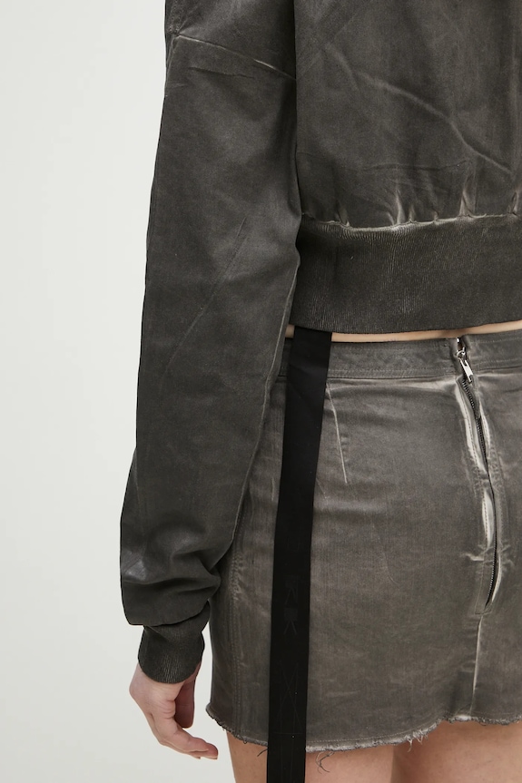 Rick Owens kurtka bomber Flight Jacket Cropped szary DS01E3719.SCF