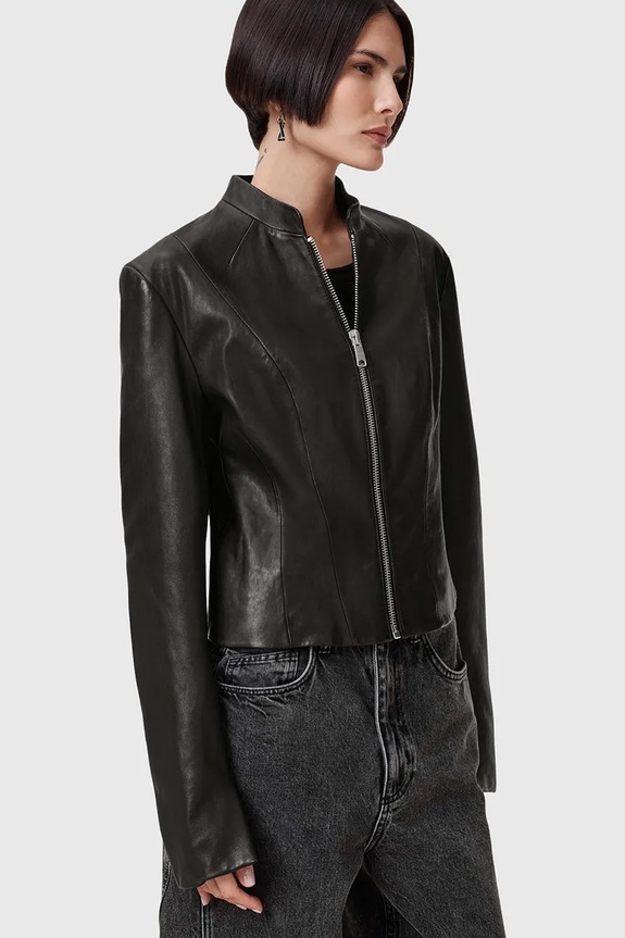 Kožená bunda AllSaints SADLER W139LB čierna AA00