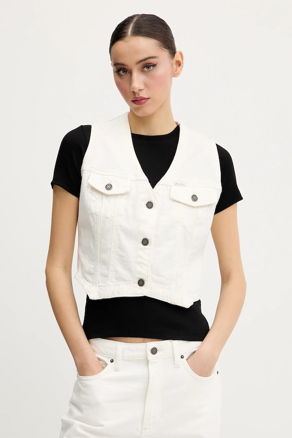 Rifľová vesta Guess Jeans látka béžová W5GN74.D5M62