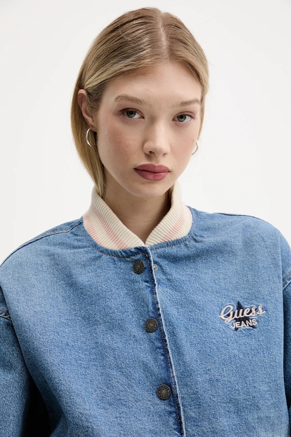 Guess Jeans kurtka bomber jeansowa niebieski W5GN75.D5M4A