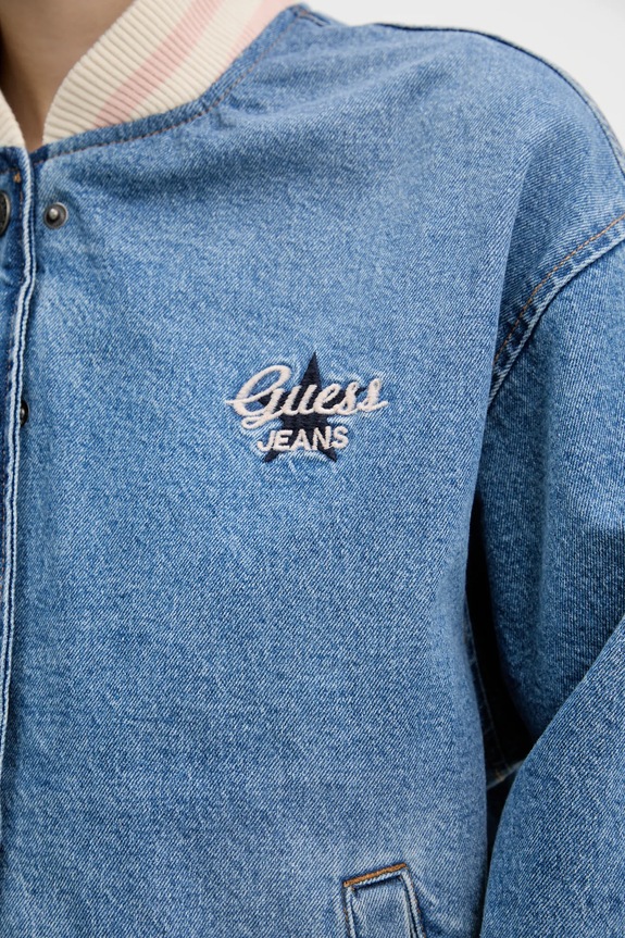 Guess Jeans kurtka bomber jeansowa W5GN75.D5M4A niebieski