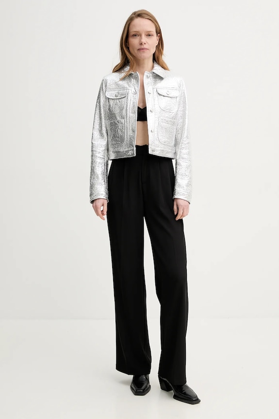Bunda The Kooples FBLO30008K strieborná SS25