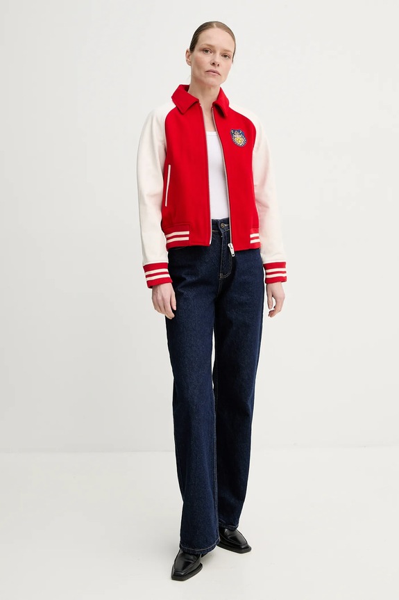 Μάλλινο μπουφάν The Kooples FCUI30001K κόκκινο SS25