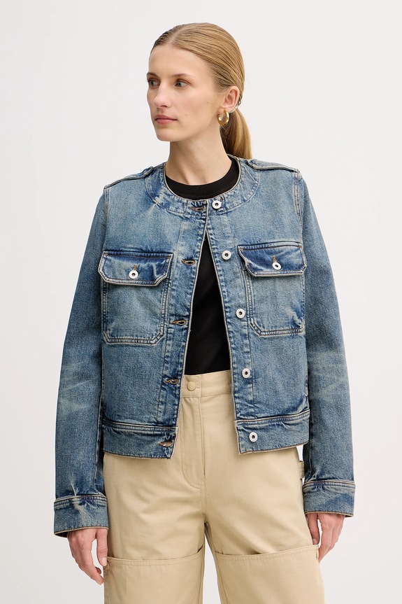 Kenzo kurtka jeansowa bez kaptura niebieski FF52DV2506S7.DS