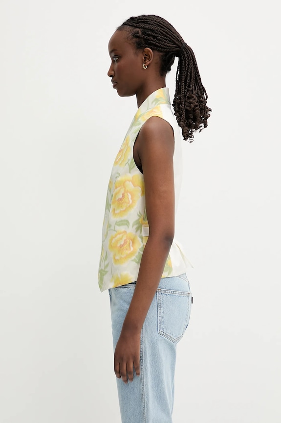 Kenzo linen blend gilet FF52GI0099O1.01 yellow SS25