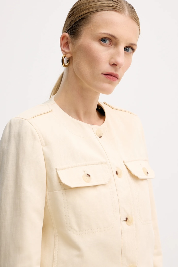 Kenzo kurtka z domieszką lnu beżowy FF52VE2579GA.04