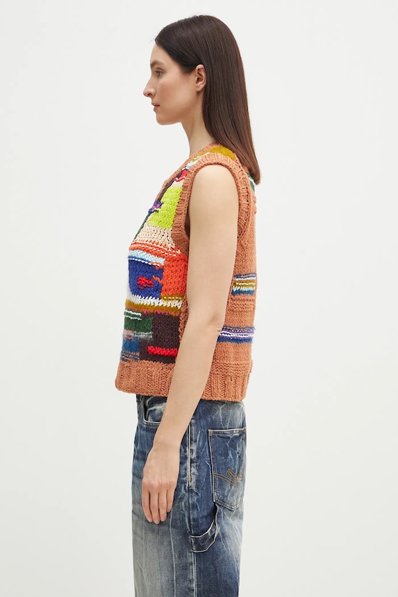Prsluk s primjesom vune Martine Rose Handknit Zip 967YA16800 šarena SS25