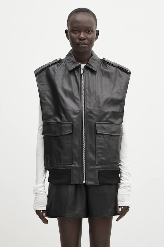 Anine Bing leather vest Sonnie Vest non-insulated black A.01.10647
