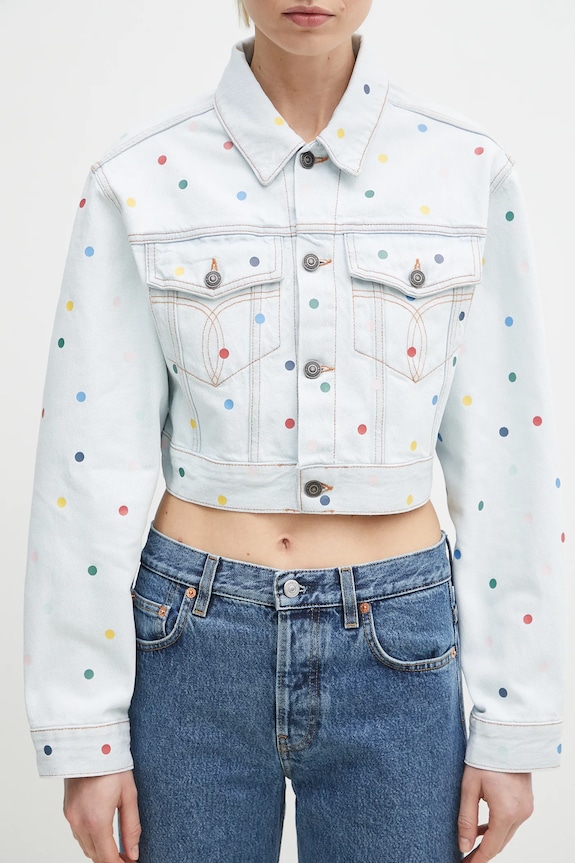 Хлопковая джинсовая куртка Fiorucci Confetti Dot Cropped Denim голубой W02SPDJA308DN03DN08