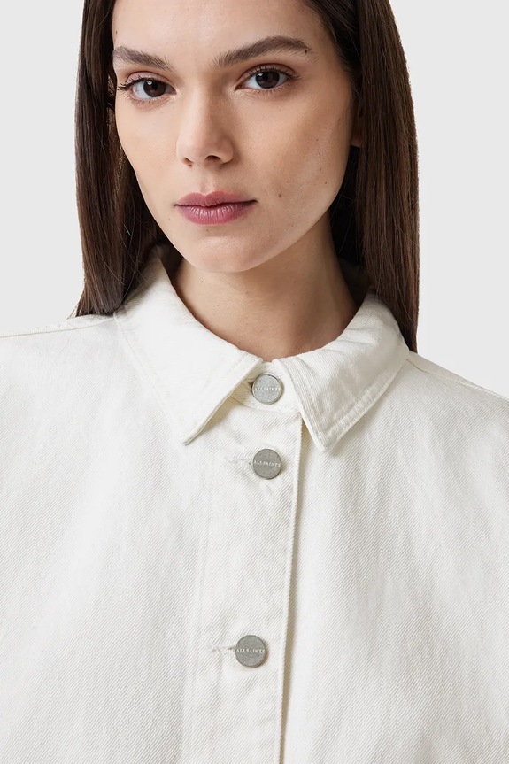 Ρούχα Τζιν μπουφάν AllSaints HETTIE FRAY W007PC λευκό