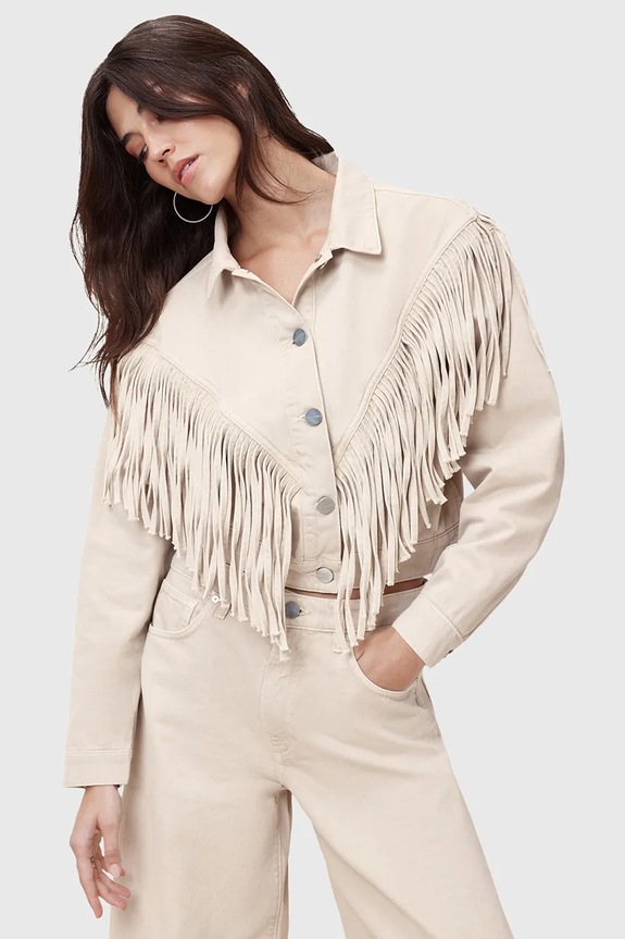 Βαμβακερό μπουφάν AllSaints MARLENE FRNGE W057OC