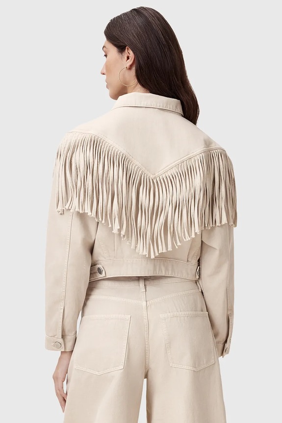 Βαμβακερό μπουφάν AllSaints MARLENE FRNGE W057OC