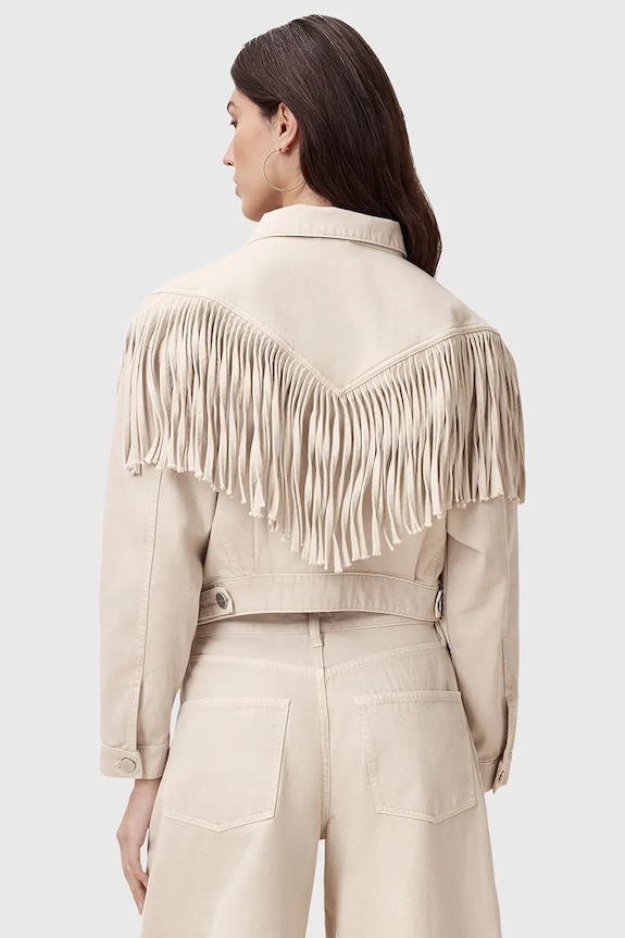 Βαμβακερό μπουφάν AllSaints MARLENE FRNGE W057OC
