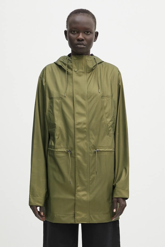 Rains hanorac Bold Long Jacket W3 cu captuseala verde 12110.105