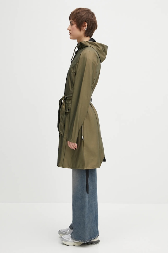 Rains jacket Curve Long Jacket W3 18130.105 green SS25