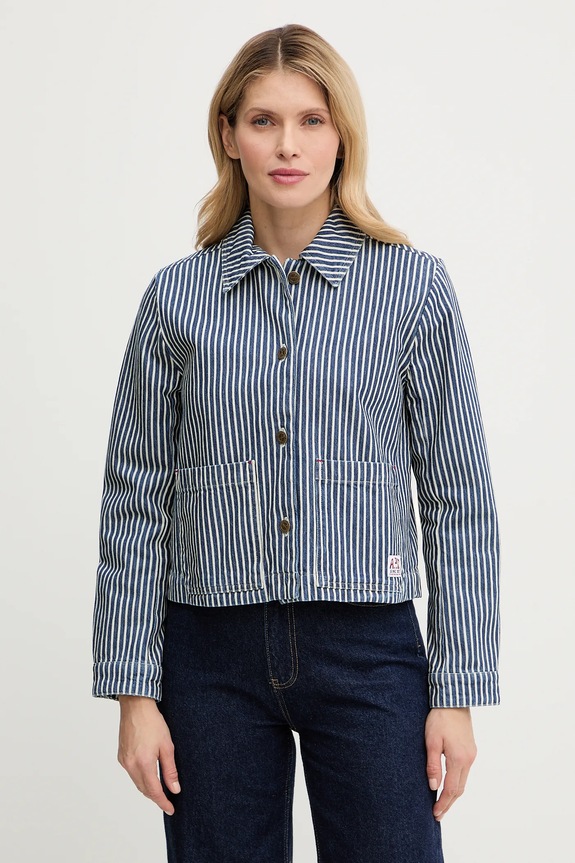 Rifľová bunda A.P.C. Veste Frida bez kapucne modrá COHHG.F32006