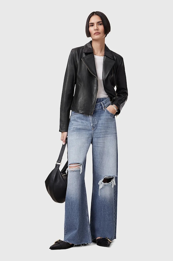 AllSaints kurtka skórzana VELA W089LB czarny