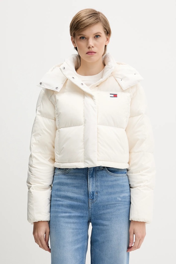 Páperová bunda Tommy Jeans oversize béžová DW0DW21624