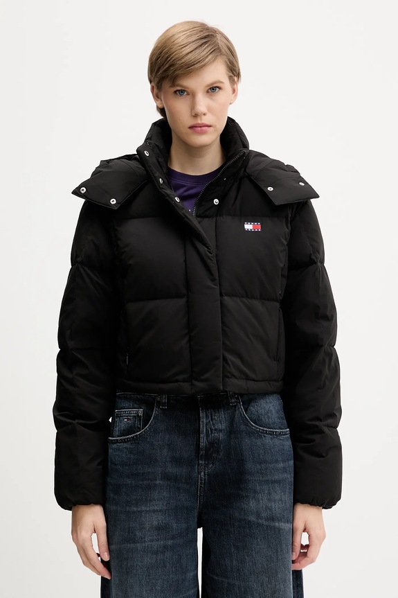 Páperová bunda Tommy Jeans oversize čierna DW0DW21624