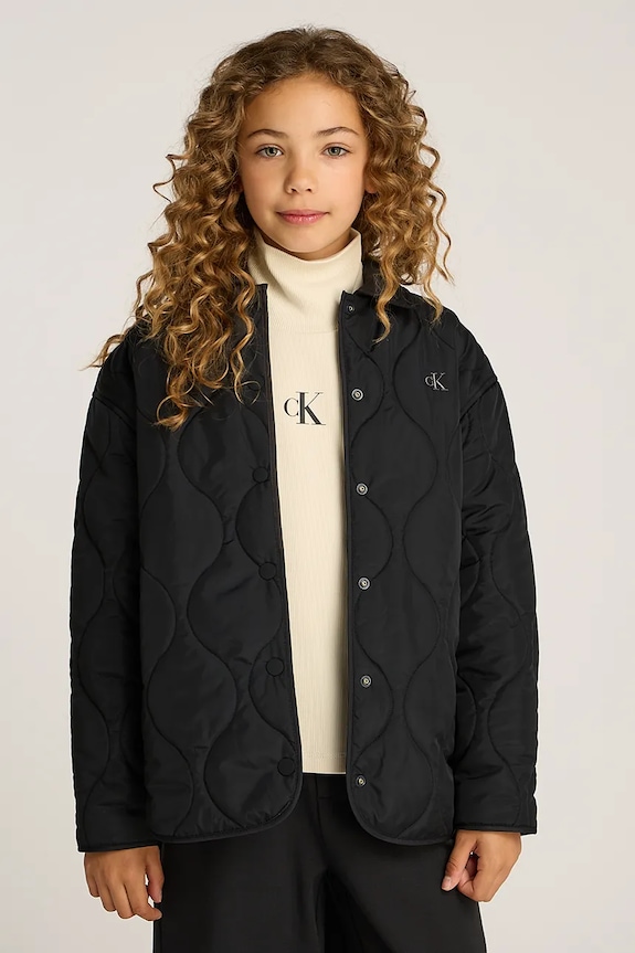 Detská bunda Calvin Klein Jeans bez kapucne čierna IG0IG02795.116.PPYA