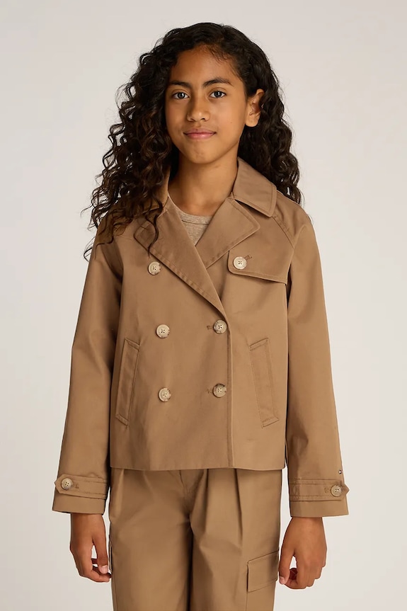 Детско яке Tommy Hilfiger без изолация кафяв KG0KG08518.PPYA
