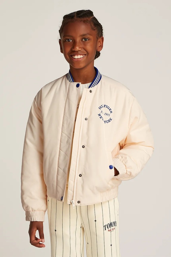 Tommy Hilfiger kurtka bomber dziecięca bez kaptura beżowy KG0KG08312.128.176.PPYA