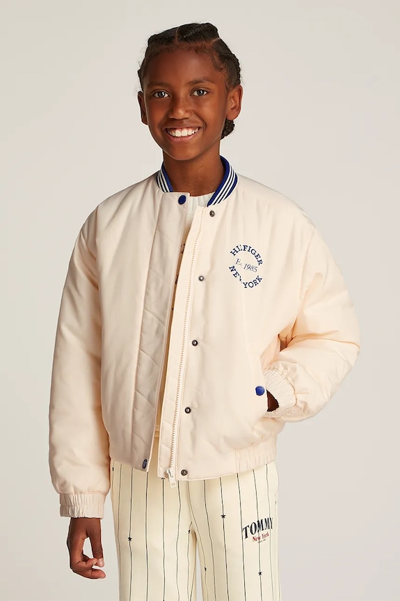 Tommy Hilfiger kurtka bomber dziecięca bez kaptura beżowy KG0KG08312.128.176.PPYA