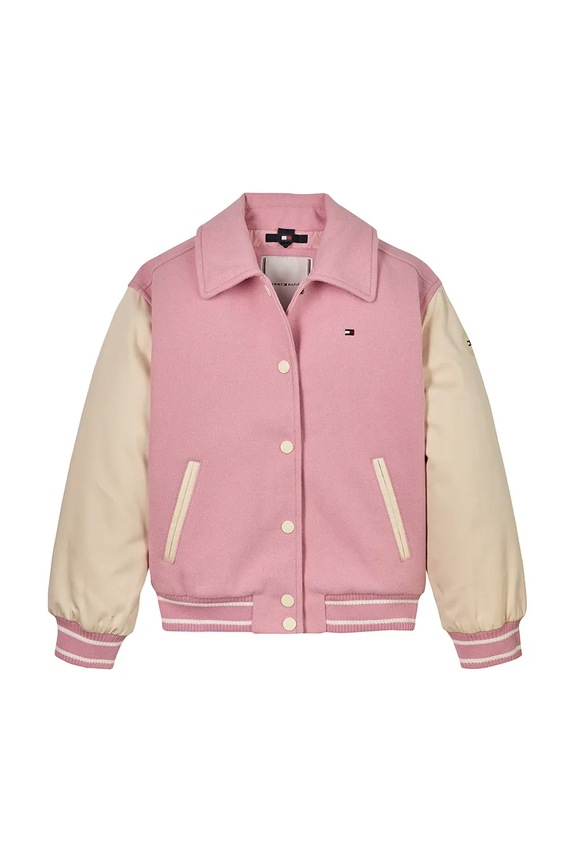 Tommy Hilfiger kurtka bomber dziecięca KG0KG08316.128.176.PPYA różowy SS25