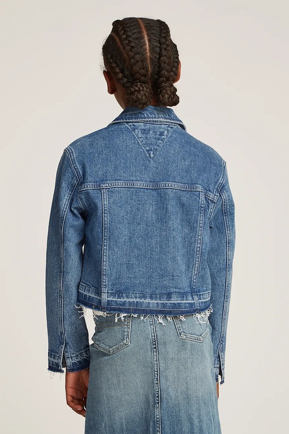 Dziewczynka Tommy Hilfiger kurtka jeansowa dziecięca KG0KG08309.PPYA niebieski