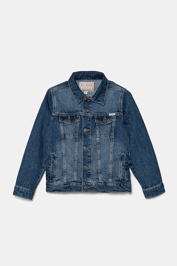 Guess kurtka jeansowa dziecięca bez kaptura niebieski H5RJ00.D58M2.PPYA
