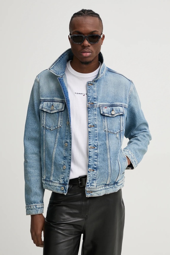 Дънково яке Tommy Jeans без качулка син DM0DM21098
