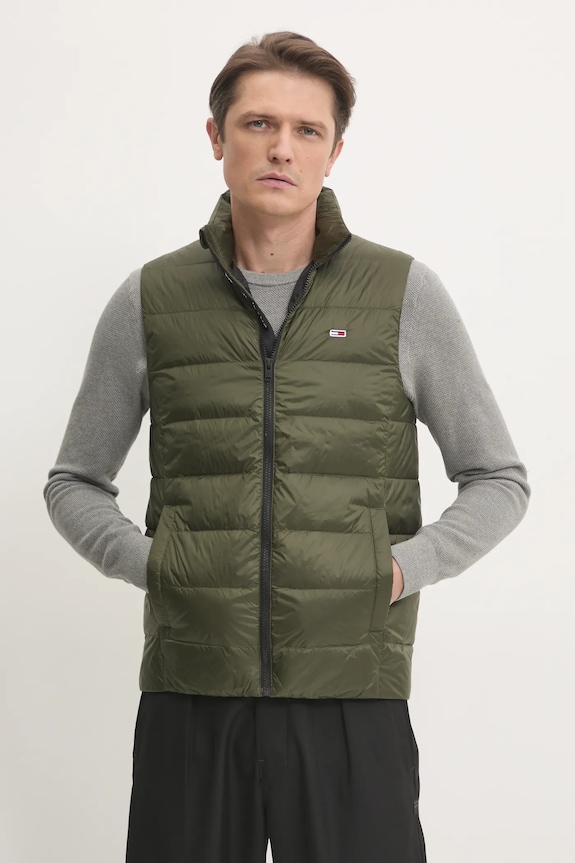 Tommy Jeans bezrękawnik puchowy bez kaptura zielony DM0DM20663