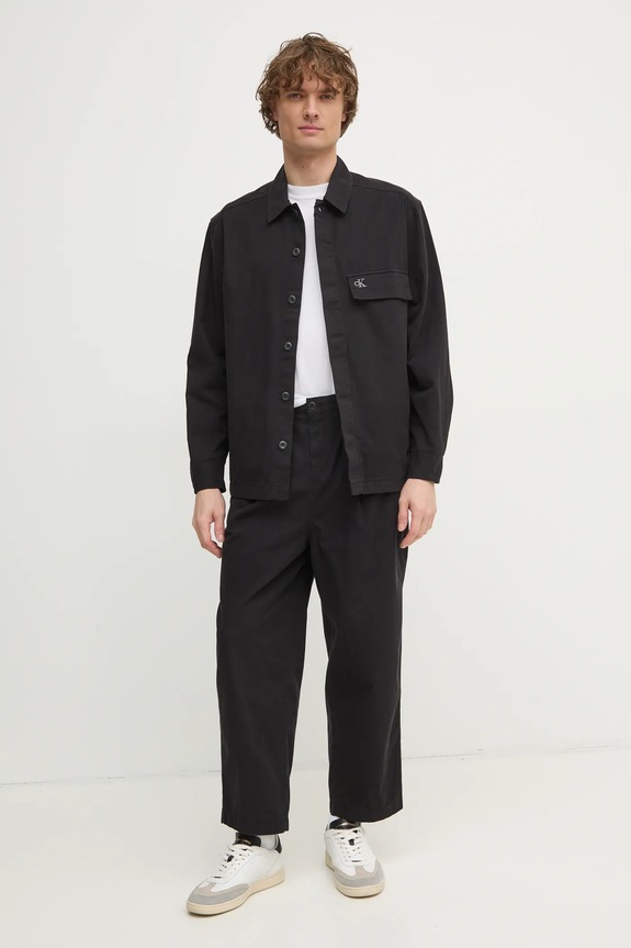 Bavlněná košile Calvin Klein Jeans J30J326724 černá SS25