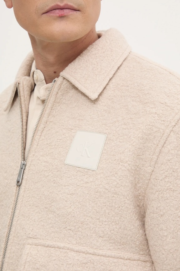 Vunena košulja-jakna Calvin Klein Jeans J30J326707 bež