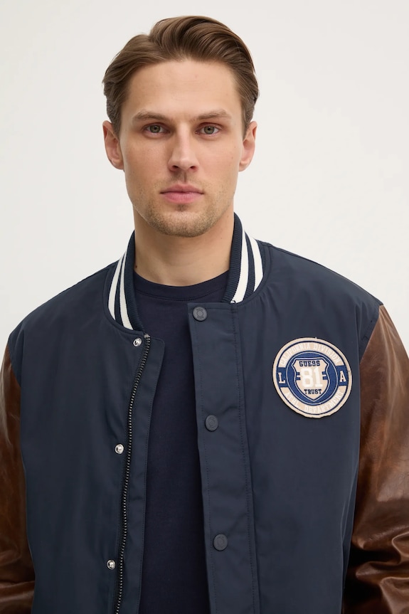 Bomber bunda Guess VARSITY námořnická modř M5RL19.WGU82