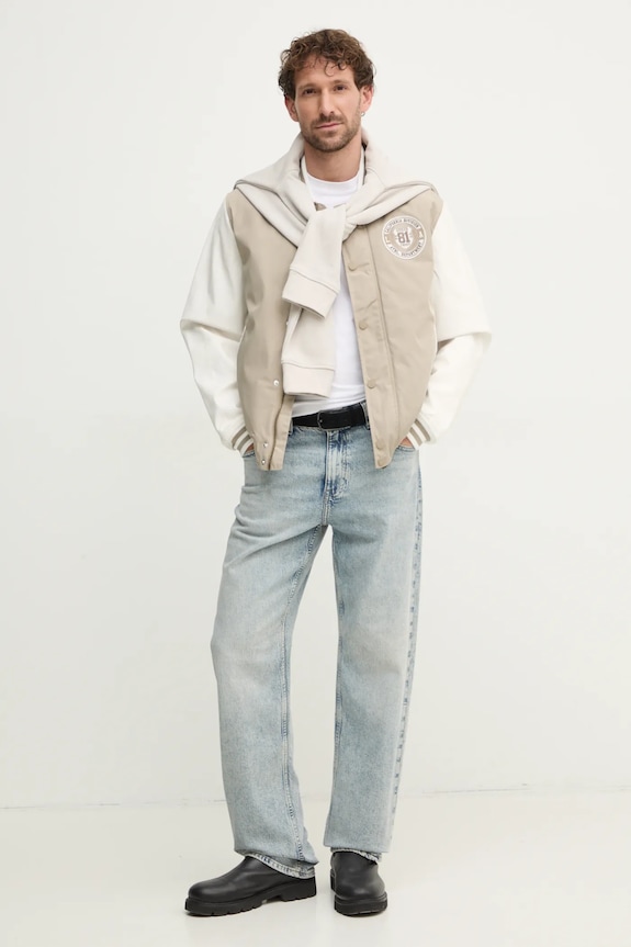 Guess geacă bomber VARSITY M5RL19.WGU82 bej SS25