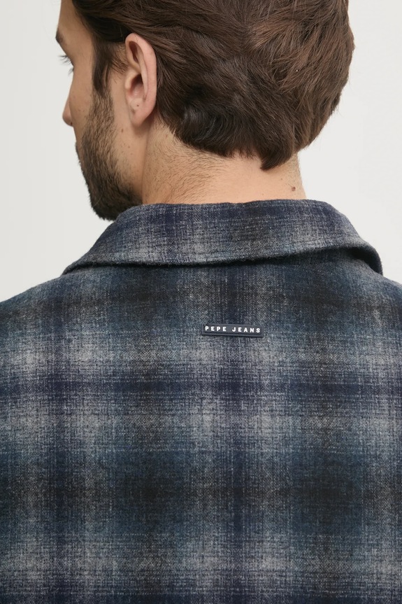 Pepe Jeans camicia giacca in lana MARRINGTON PM403055 blu navy