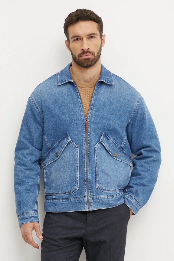 Rifľová bunda Pepe Jeans EMMETT AZURE bez kapucne modrá PM403072