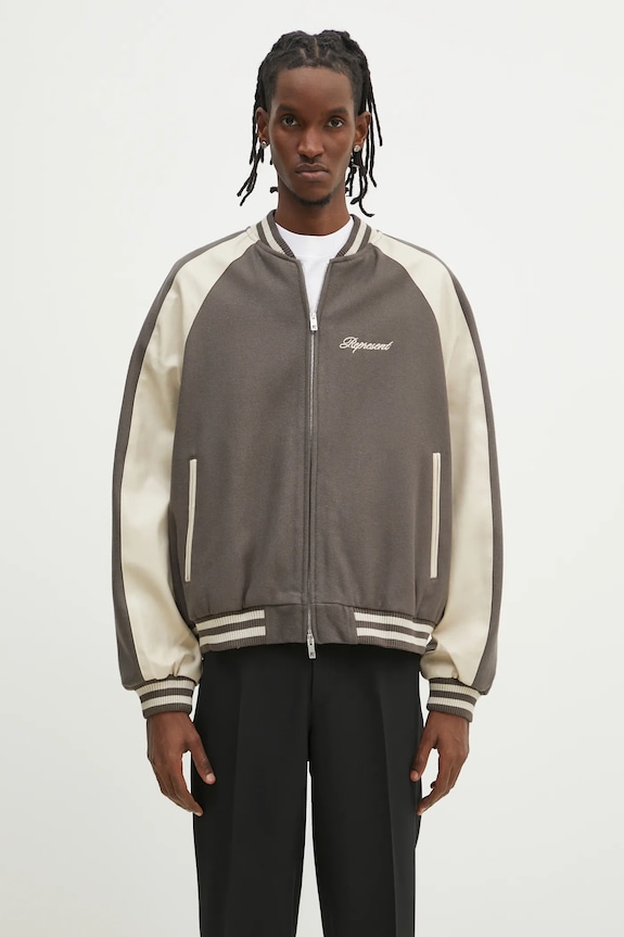 Represent wool bomber jacket Raglan Varsity Jacket oversize green MLM1803.46