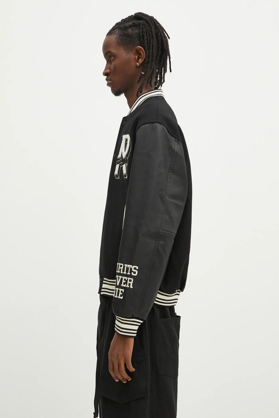 Represent giacca bomber in lana Owners Club Varsity Jacket MLM100231.01 nero SS25
