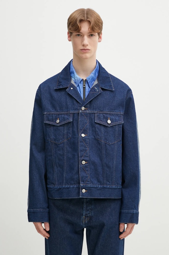 MM6 Maison Margiela kurtka jeansowa bez kaptura granatowy SH0AM0038