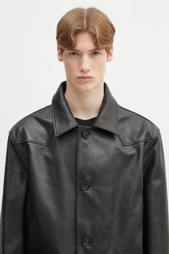 MM6 Maison Margiela giacca in pelle nero SH0AM0045