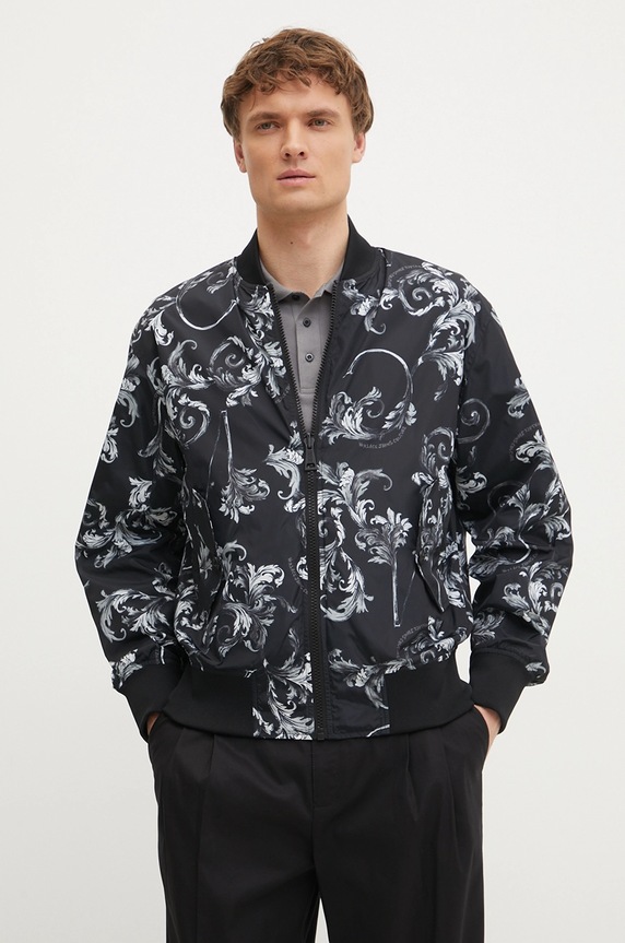 Versace Jeans Couture geaca bomber cu doua fete cu captuseala negru 78GASD07.CQD92