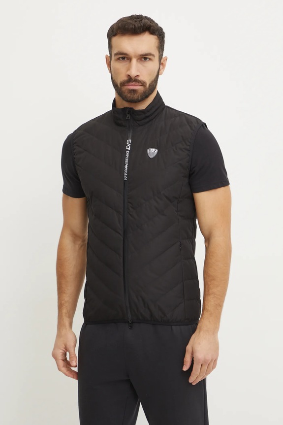 EA7 Emporio Armani bezrękawnik puchowy bez kaptura czarny PNE1Z.8NPQ02