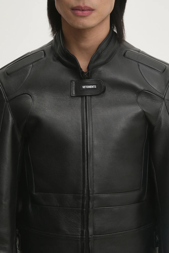 VETEMENTS geaca de piele Racing Logo negru UA66JA210B