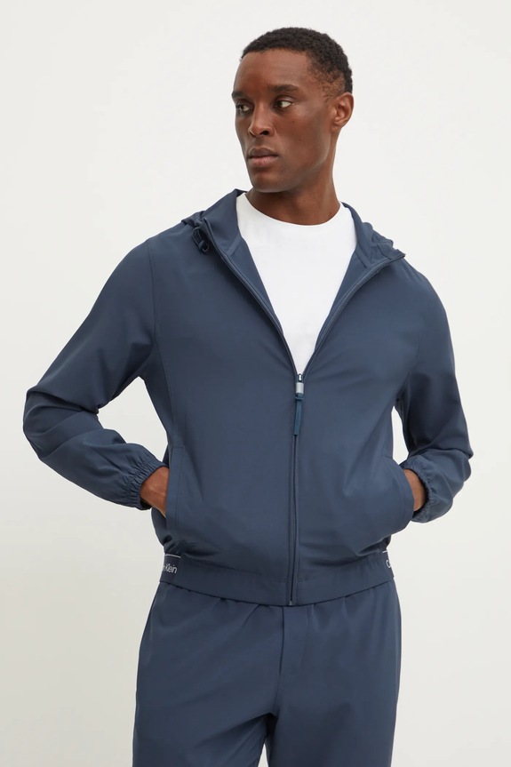 Tréningová bunda Calvin Klein Performance nezateplené tmavomodrá LVGMS5O525