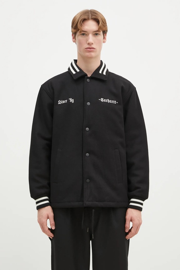 Carhartt WIP kurtka z domieszką wełny Wool Coach Jacket przejściowe czarny I034386.K02XX